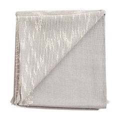 Flo Grey Throw Handwoven in Merino,  In White Hand Embroidery Minimal Pattern