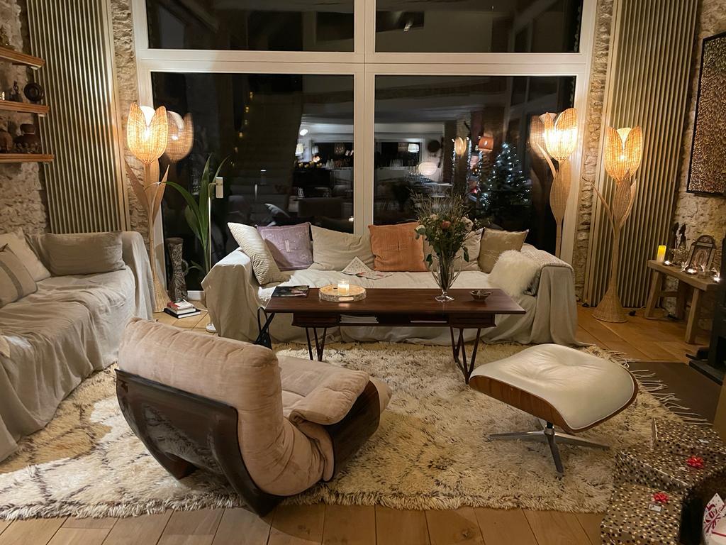 Moroccan Flo Handwoven Wicker Flower Floor Lamp