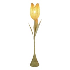 Vintage Flo Handwoven Wicker Flower Floor Lamp
