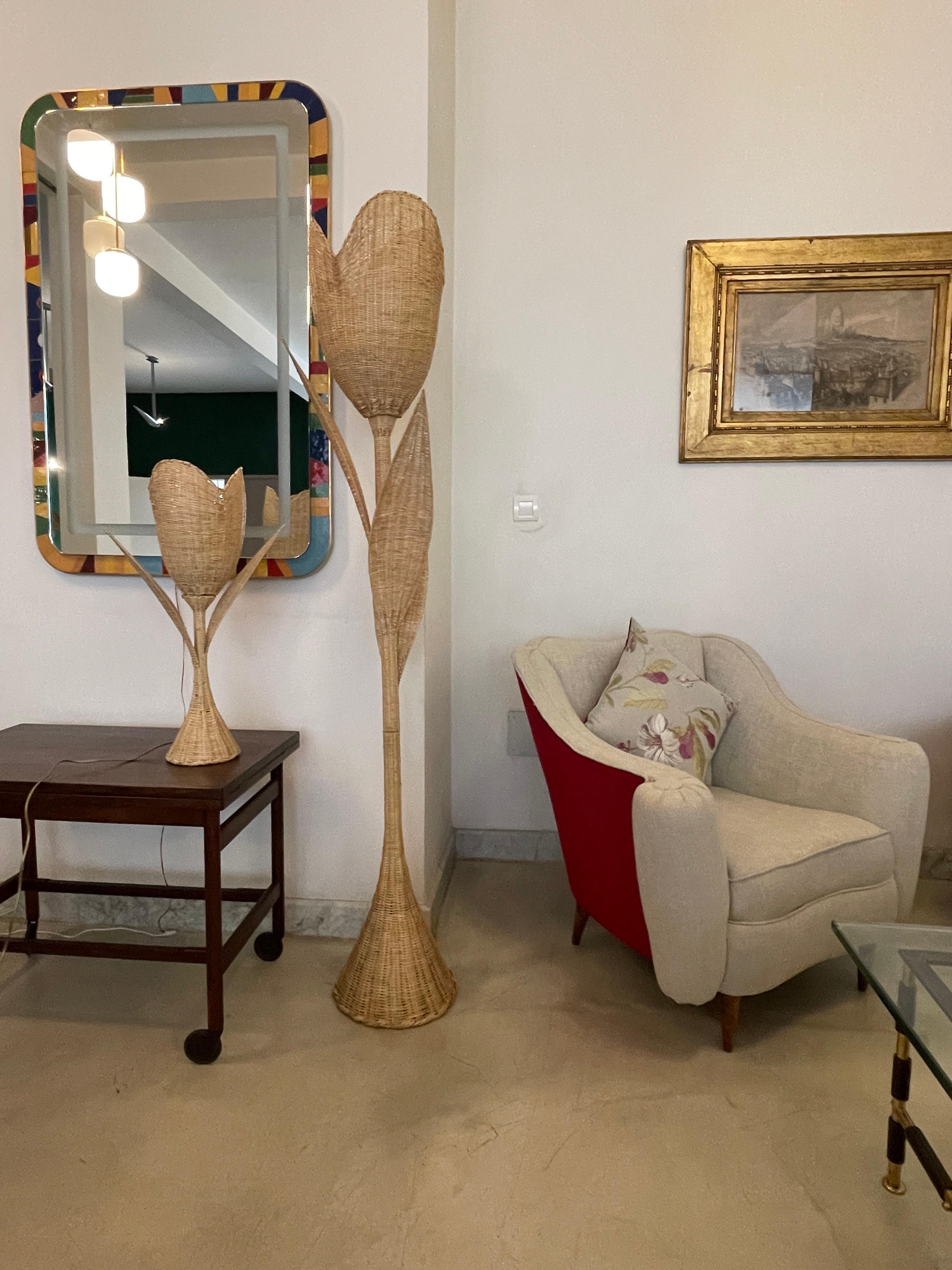 Lampe de table Flo en osier tressé à la main en vente 2