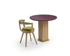 FLO Violet Lacquered Low Table in Solid Maple Wood and Brass by Lorenza Bozzoli