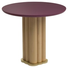 FLO Violet Lacquered Low Table in Solid Maple Wood and Brass by Lorenza Bozzoli