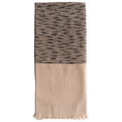 FLO Brown Throw Handwoven In Soft Merino & Minimal Pattern Hand Embroidered  