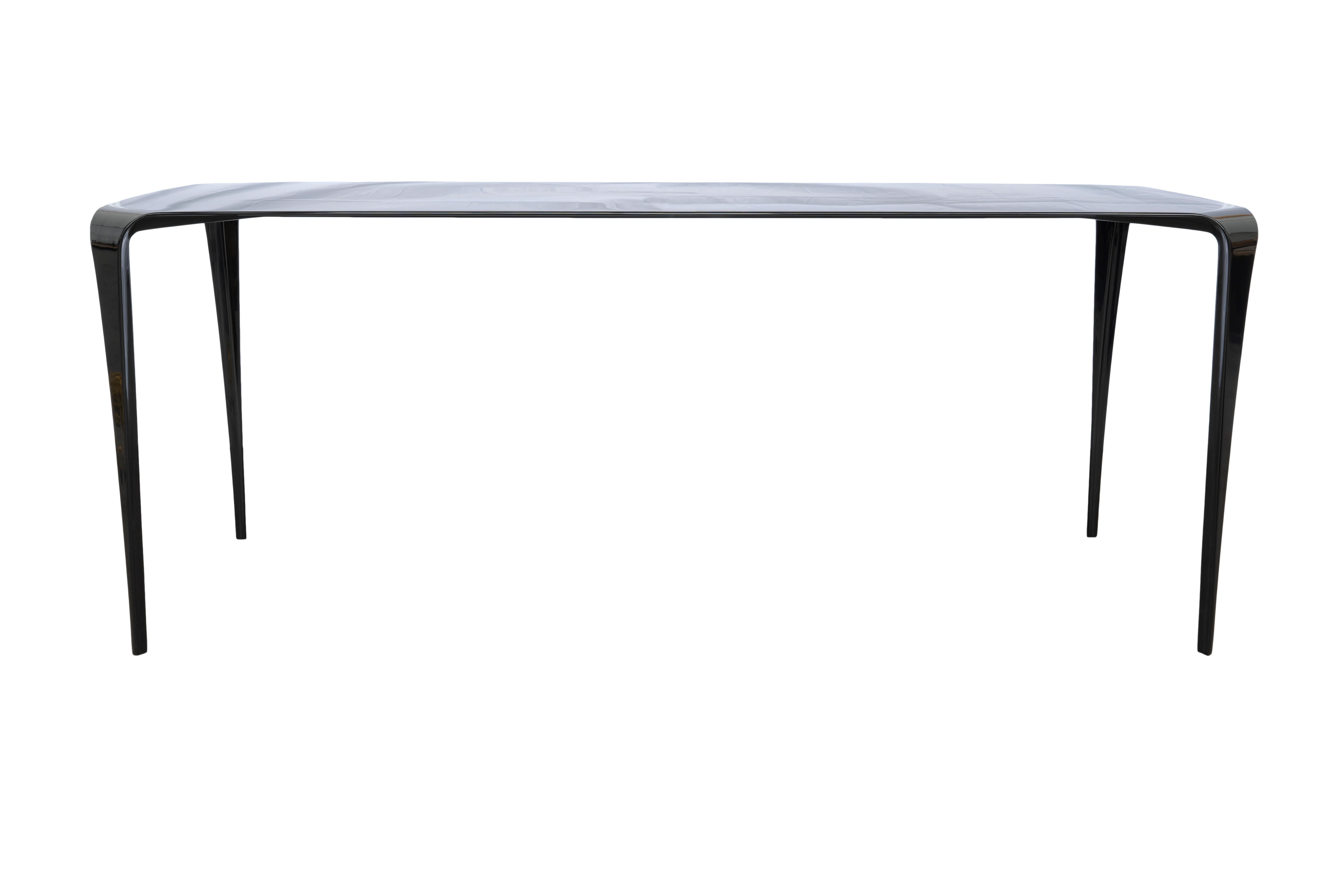 Modern FLO - Metal dining room table with stiletto legs and custom finishes For Sale