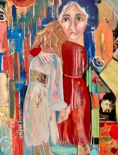 Trost spenden - Flo Schell, Acryl auf Leinwand, Abstrakte Malerei, Figurenmalerei