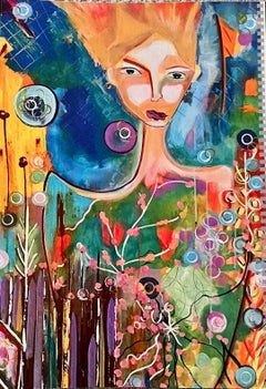 Haute und Blumen - Flo Schell, Acryl auf Leinwand, Abstrakt, Figurenmalerei