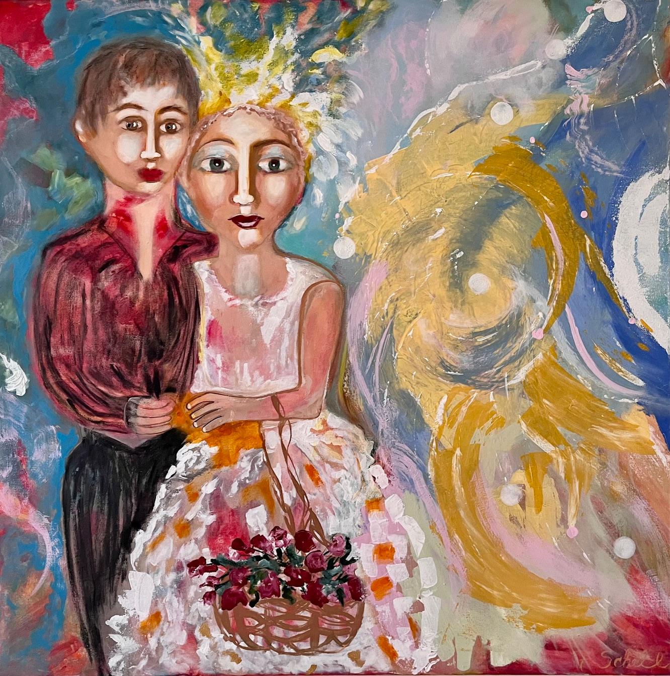 Siempre fue sólo amor - Flo Schell, Acrílico sobre lienzo, Abstracto, Pintura de figuras
