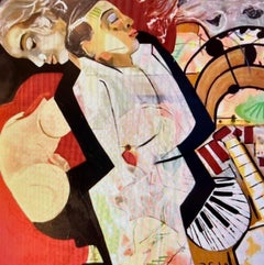 Round Midnight - Flo Schell, techniques mixtes sur toile, abstrait, peinture figurative