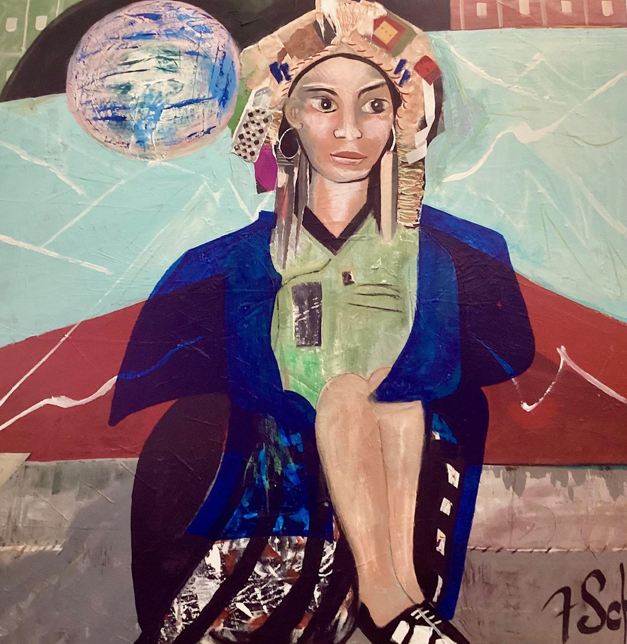 La Vidente - Flo Schell, Técnica mixta sobre lienzo, Abstracto, Pintura de figuras