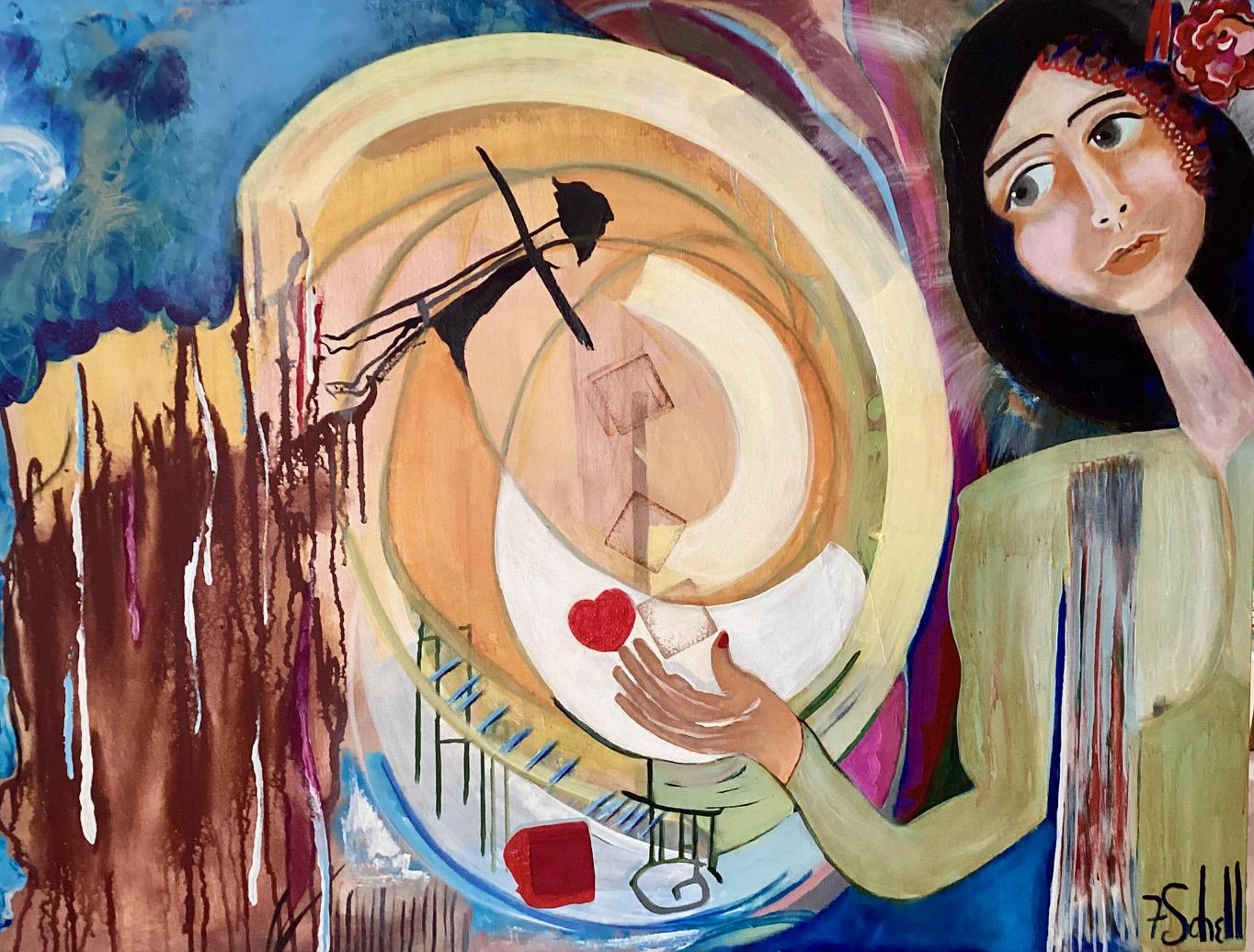 Vértigo - Flo Schell, Acrílico sobre lienzo, Abstracto, Pintura de figuras