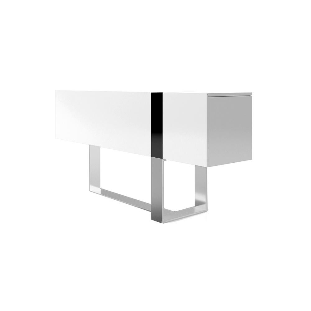 Italian Flo, White Lacquered Console with Aluminum Base by Duccio Grassi, Made in Italy For Sale