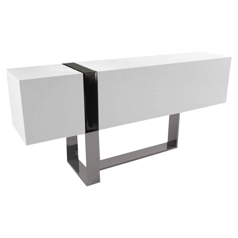 Flo, White Lacquered Console with Aluminum Base by Duccio Grassi, Made in Italy For Sale