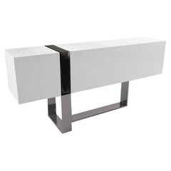 Flo, White Lacquered Console with Aluminum Base by Duccio Grassi, Made in Italy