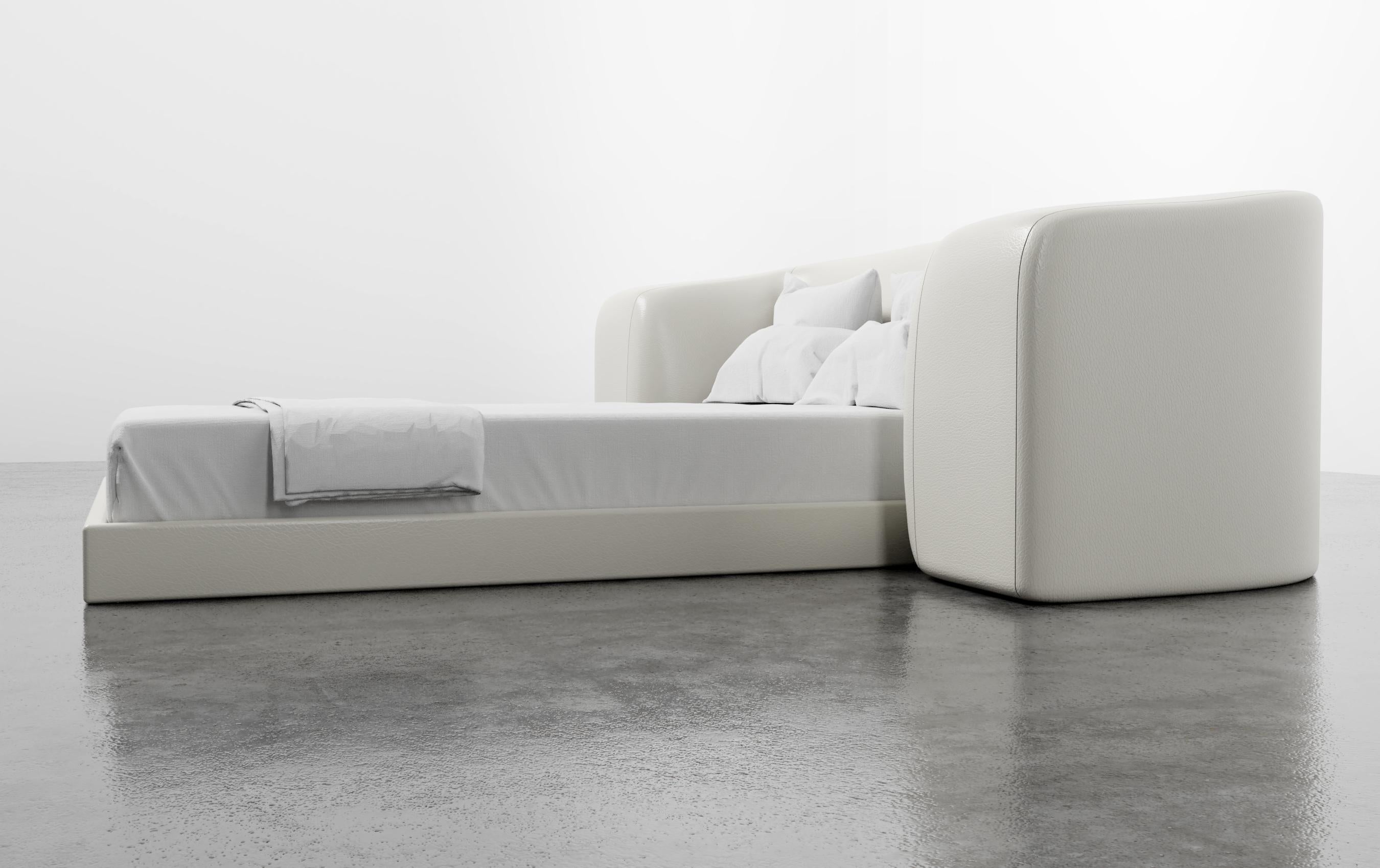 Moderne FLOAT BED - Lit plate-forme moderne en faux cuir blanc