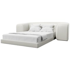 FLOAT BED - Modern Platform Bed in Faux White Leather