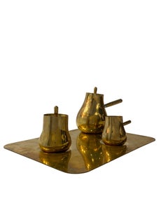 Juego de café "Float" de metal dorado de Christofle & Tomas Kral, hacia 1960