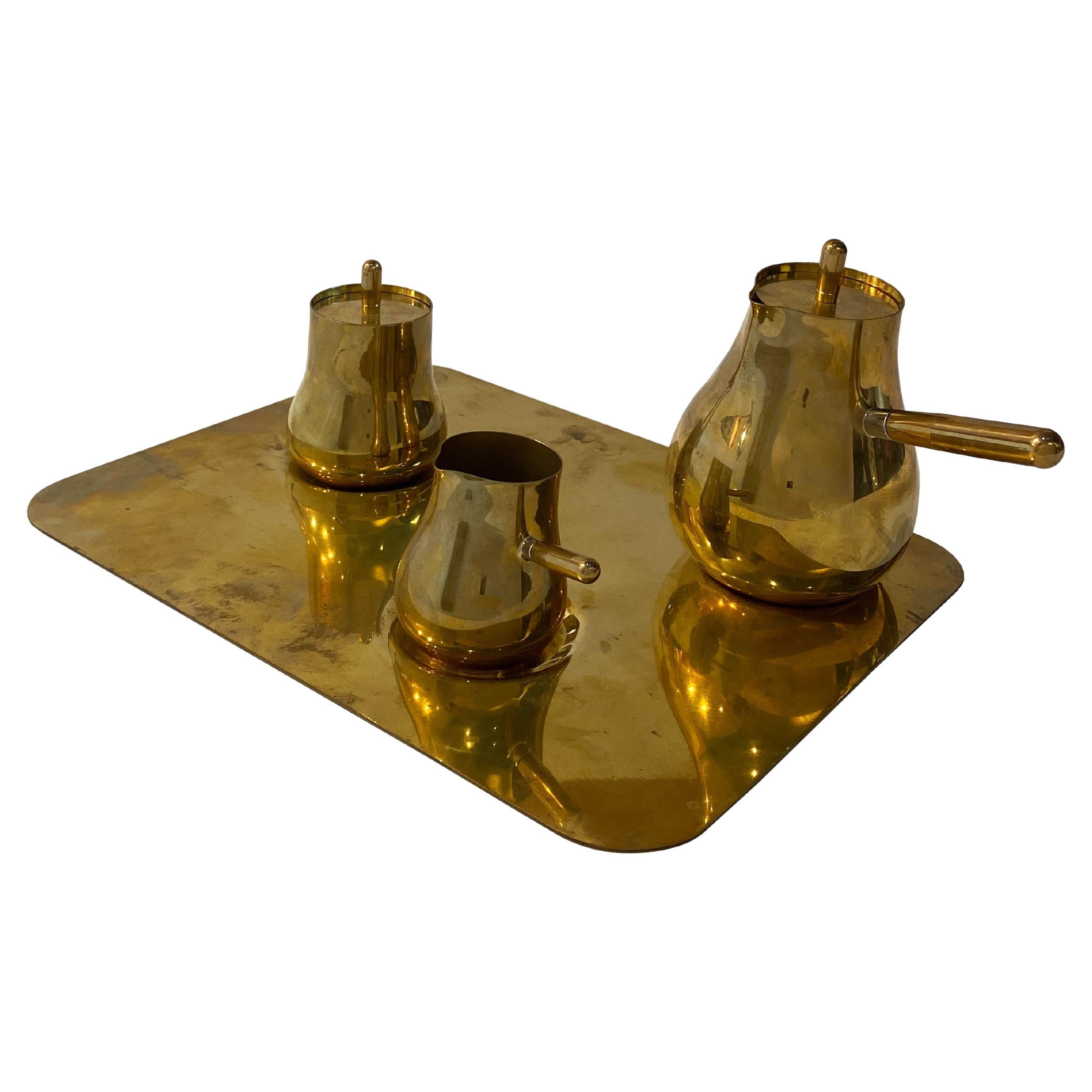 Servizio da caffè "Float" in metallo dorato di Christofle & Tomas Kral, circa 1960 in vendita