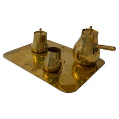 Float’ coffee set in gilded metal by Christofle & Tomas Kral, circa 1960