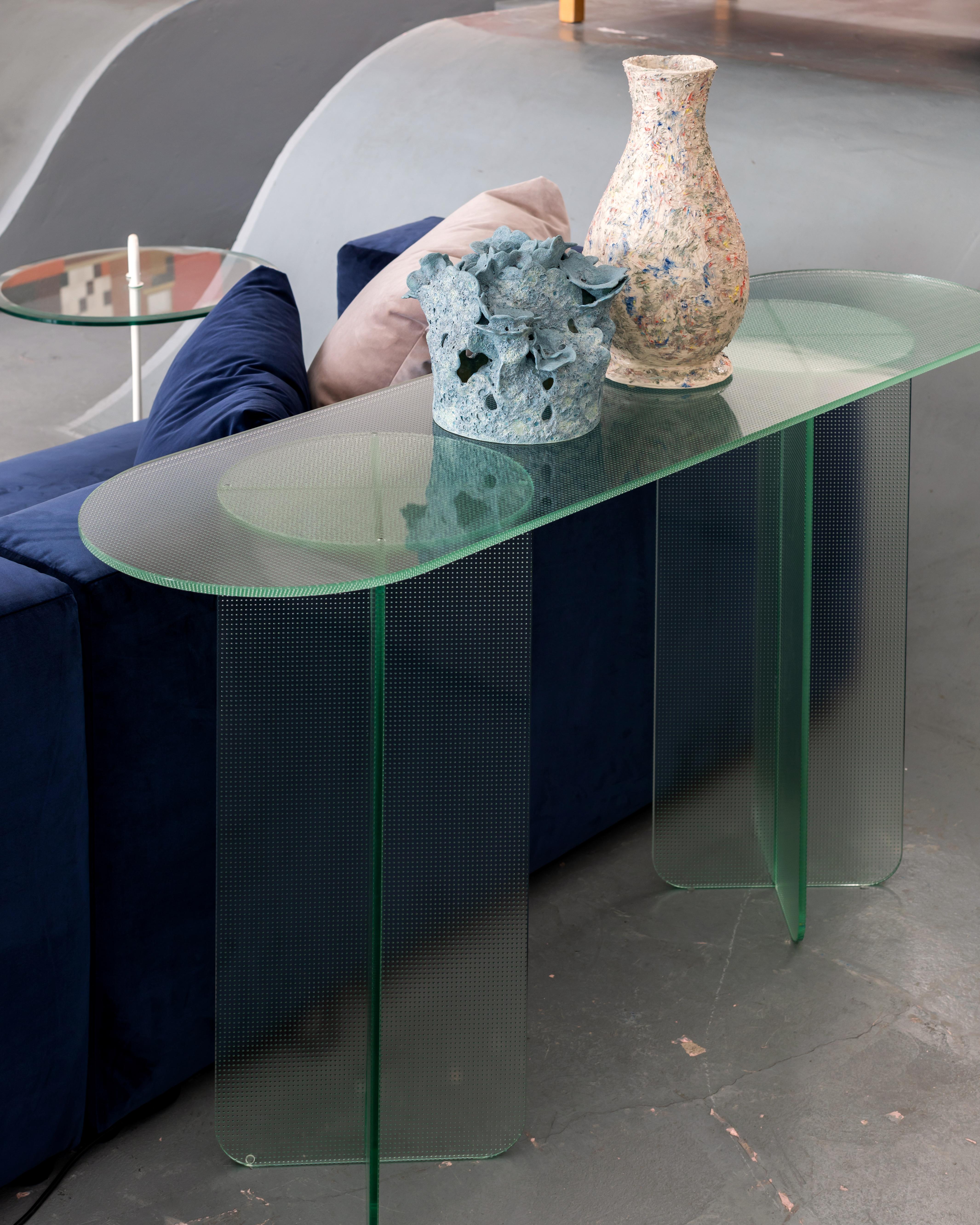Float Console Table in Toughened Textured Glass by Dean Norton In New Condition For Sale In CLIFTON HILL, VIC