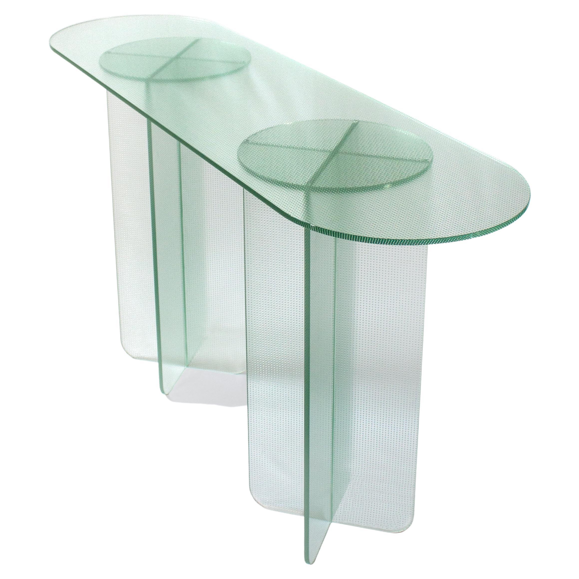 Float Console Table in Toughened Textured Glass by Dean Norton For Sale