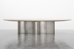 FLOAT DINING TABLE - Moderner Esstisch aus gebleichtem Eichenholz mit silbernen Blättern und Untergestellen