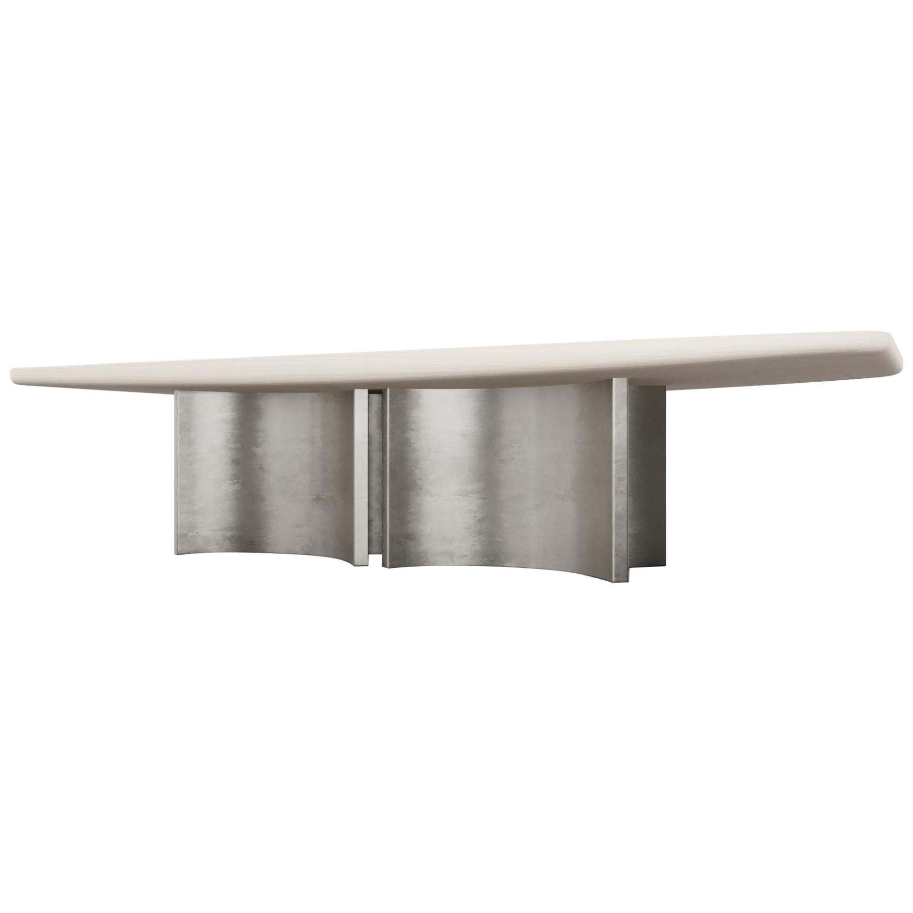 FLOAT DINING TABLE - Modern Wooden Dining Table with Silver Bases
