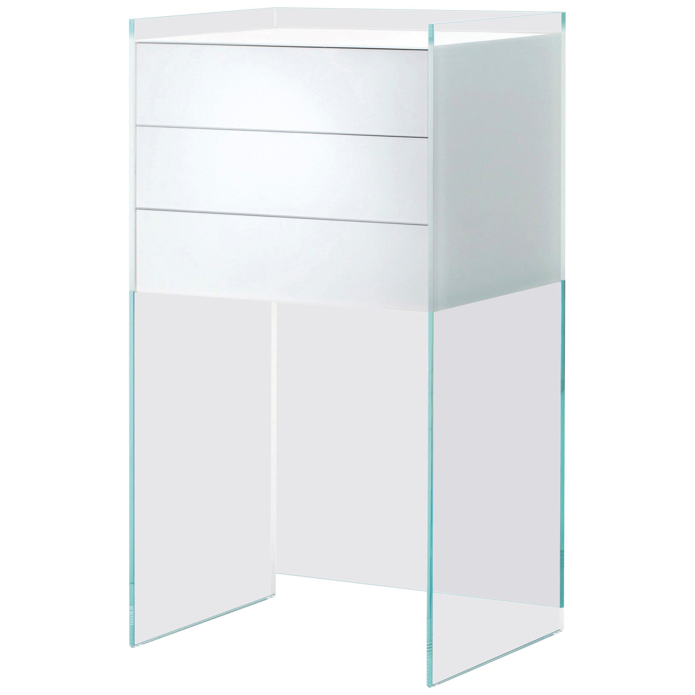 Float High Console Table in White Glass, by Patrick Norguet from Glas Italia