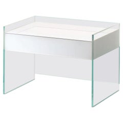 Float Small Nightstand in White Glass, by Patrick Norguet for Glas Italia