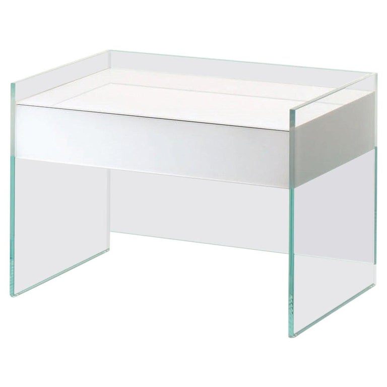 Float Nightstand in White Glass, by Patrick Norguet for Glas Italia For  Sale at 1stDibs