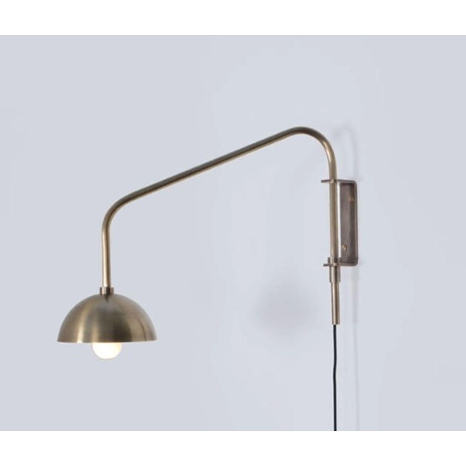 Float One Arm Brass Dome Wall Sconce by Lamp Shaper
Dimensions: D 79 x W 43 x H 34.5 cm.
Materials: Brass.

Different finishes available: raw brass, aged brass, burnt brass and brushed brass Please contact us.

All our lamps can be wired according