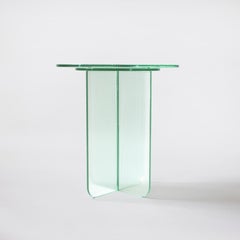 Float Side Table 490 H in Toughened Textured Glass by Dean Norton