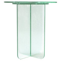 Float Side Table 490 H in Toughened Textured Glass by Dean Norton