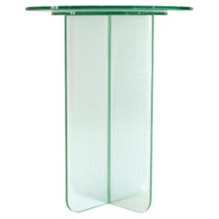 Float Side Table 550 H in Toughened Textured Glass by Dean Norton