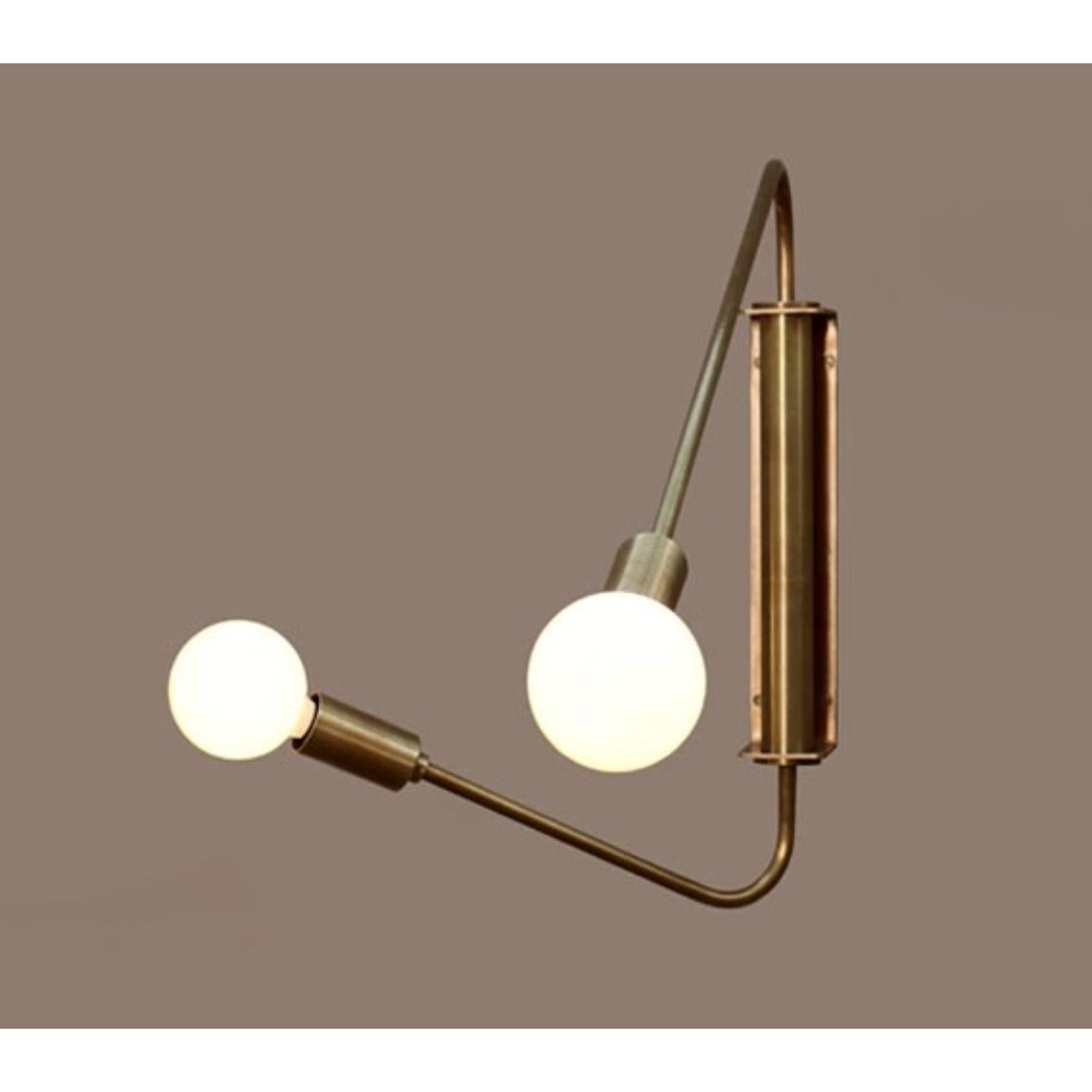 Float Two Arm Wall Sconce by Lamp Shaper
Dimensions: D 122 x W 84 x H 53.5 cm.
Materials: Brass.

Different finishes available: raw brass, aged brass, burnt brass and brushed brass Please contact us.

All our lamps can be wired according to each
