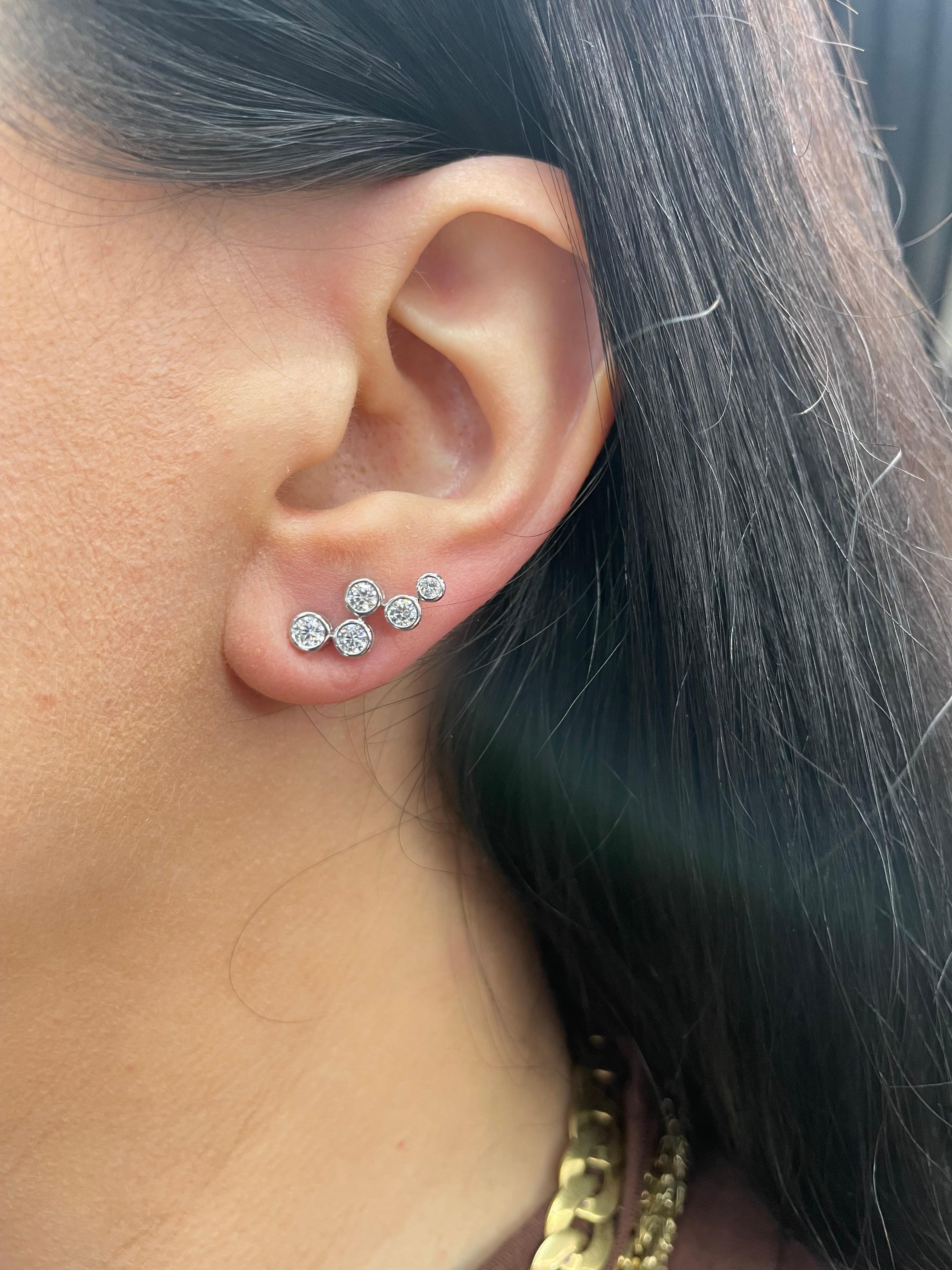 Floating 18 Karat Weißgold Diamant-Lünette-Ohrring Climbers & Drop 0,87 Karat 4