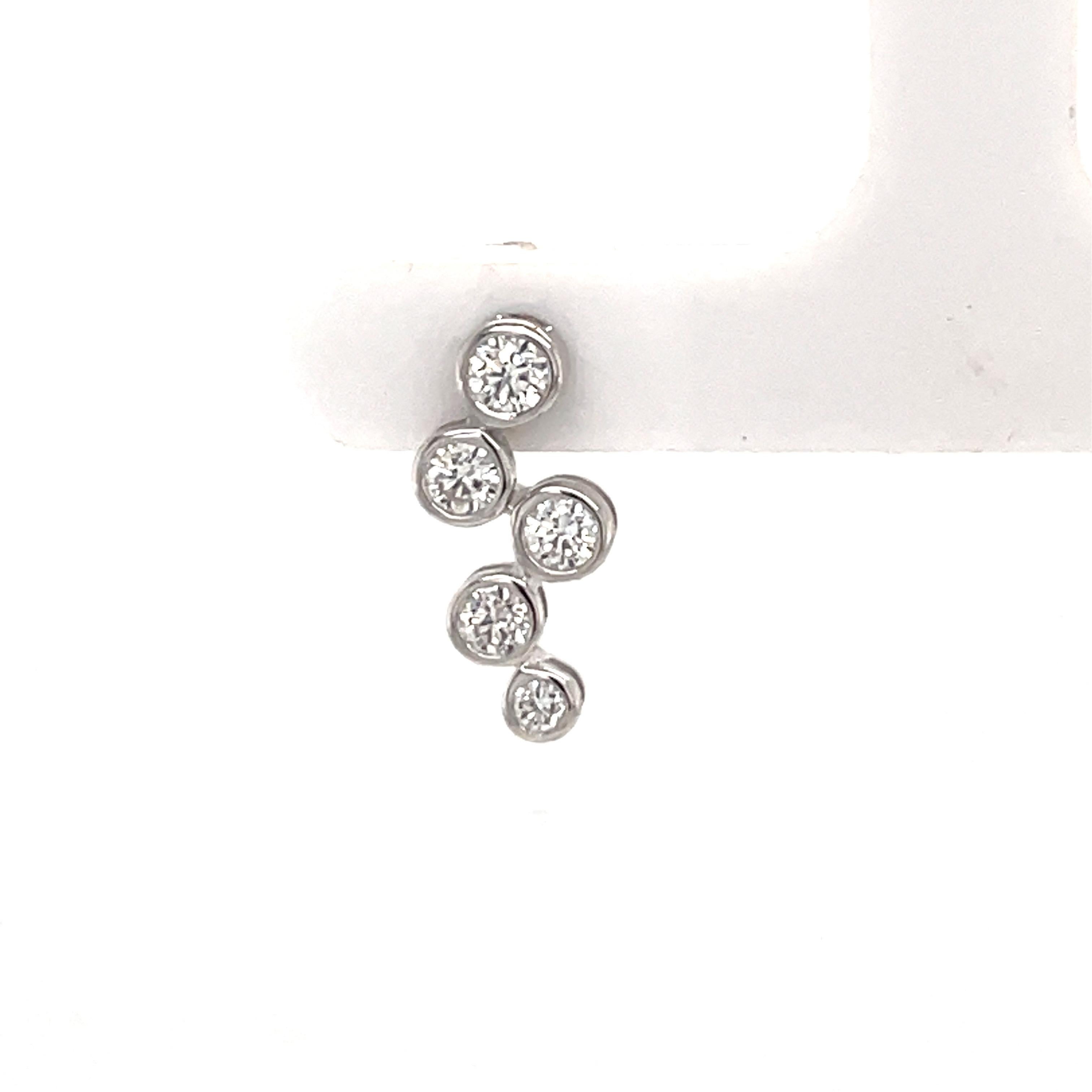 Floating 18 Karat Weißgold Diamant-Lünette-Ohrring Climbers & Drop 0,87 Karat im Zustand „Neu“ in New York, NY