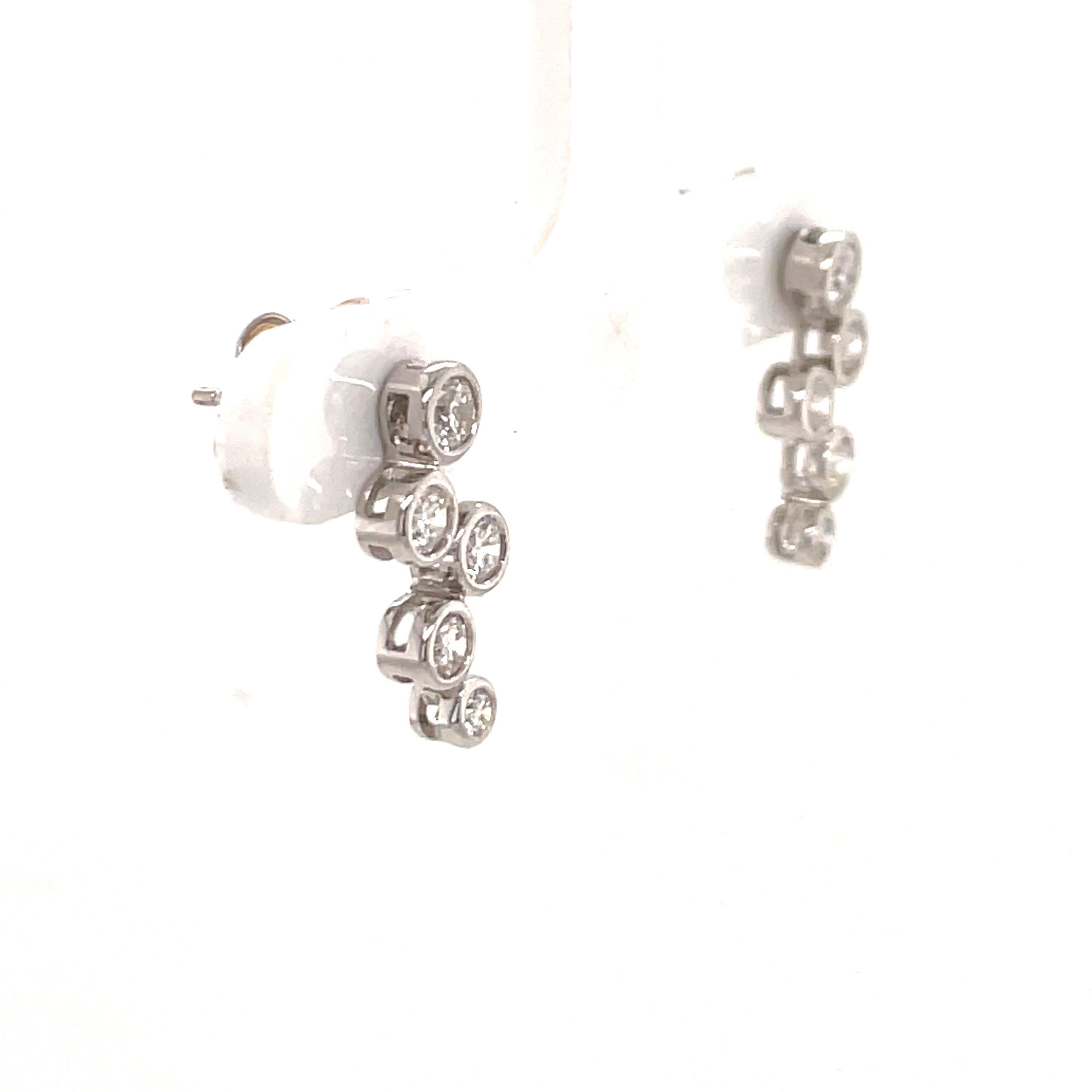 Floating 18 Karat Weißgold Diamant-Lünette-Ohrring Climbers & Drop 0,87 Karat 1