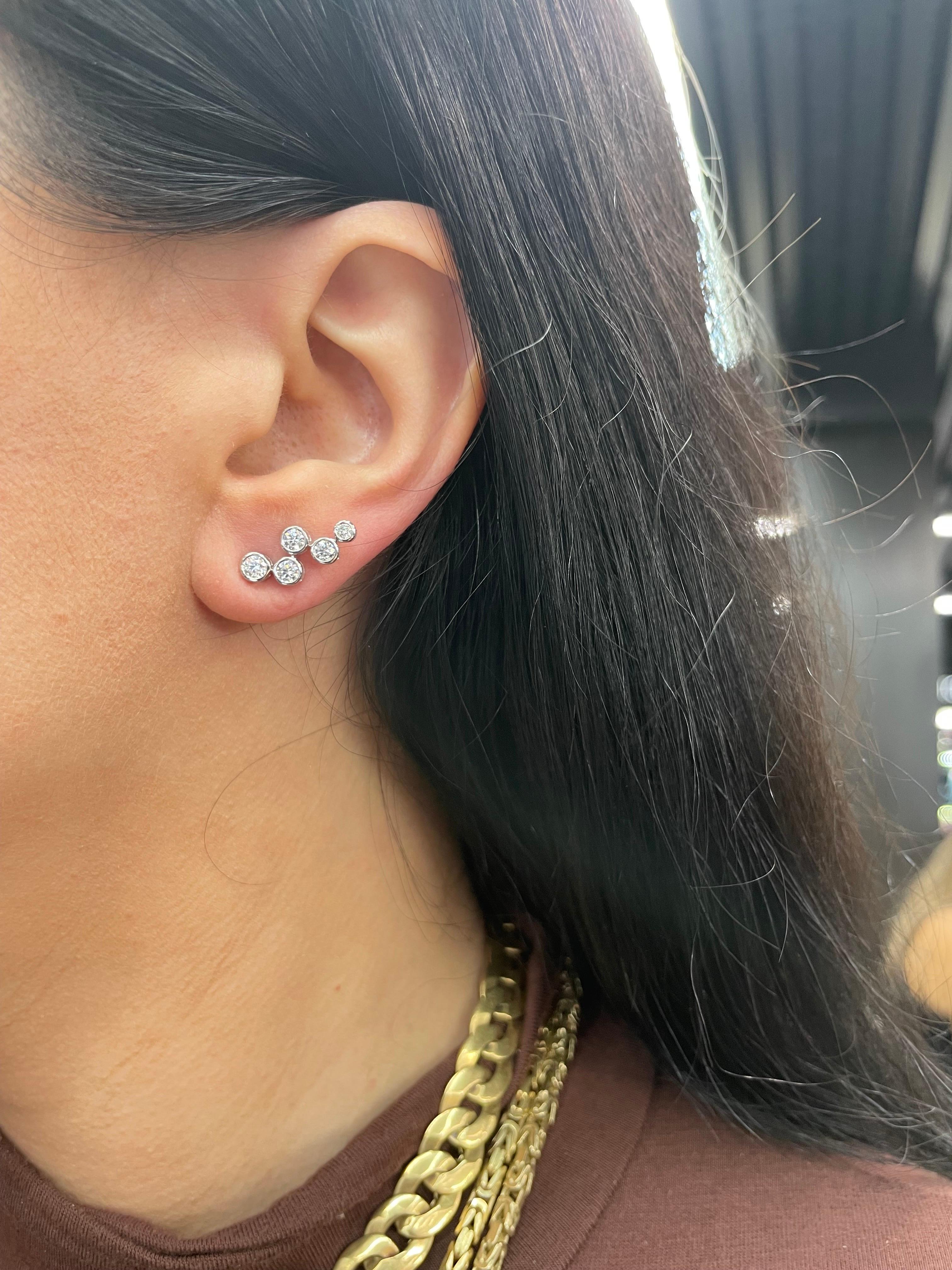 Floating 18 Karat Weißgold Diamant-Lünette-Ohrring Climbers & Drop 0,87 Karat 3