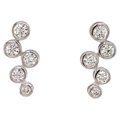 Floating 18 Karat Weißgold Diamant-Lünette-Ohrring Climbers & Drop 0,87 Karat