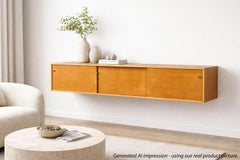 Floating Abstracta sideboard by Jos De Mey for Van Den Berghe-Pauvers Oak 1960