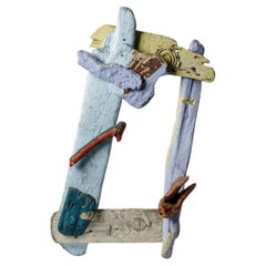 Floating and painted wood composition by Michel Lanos.  Circa 1980-1990.