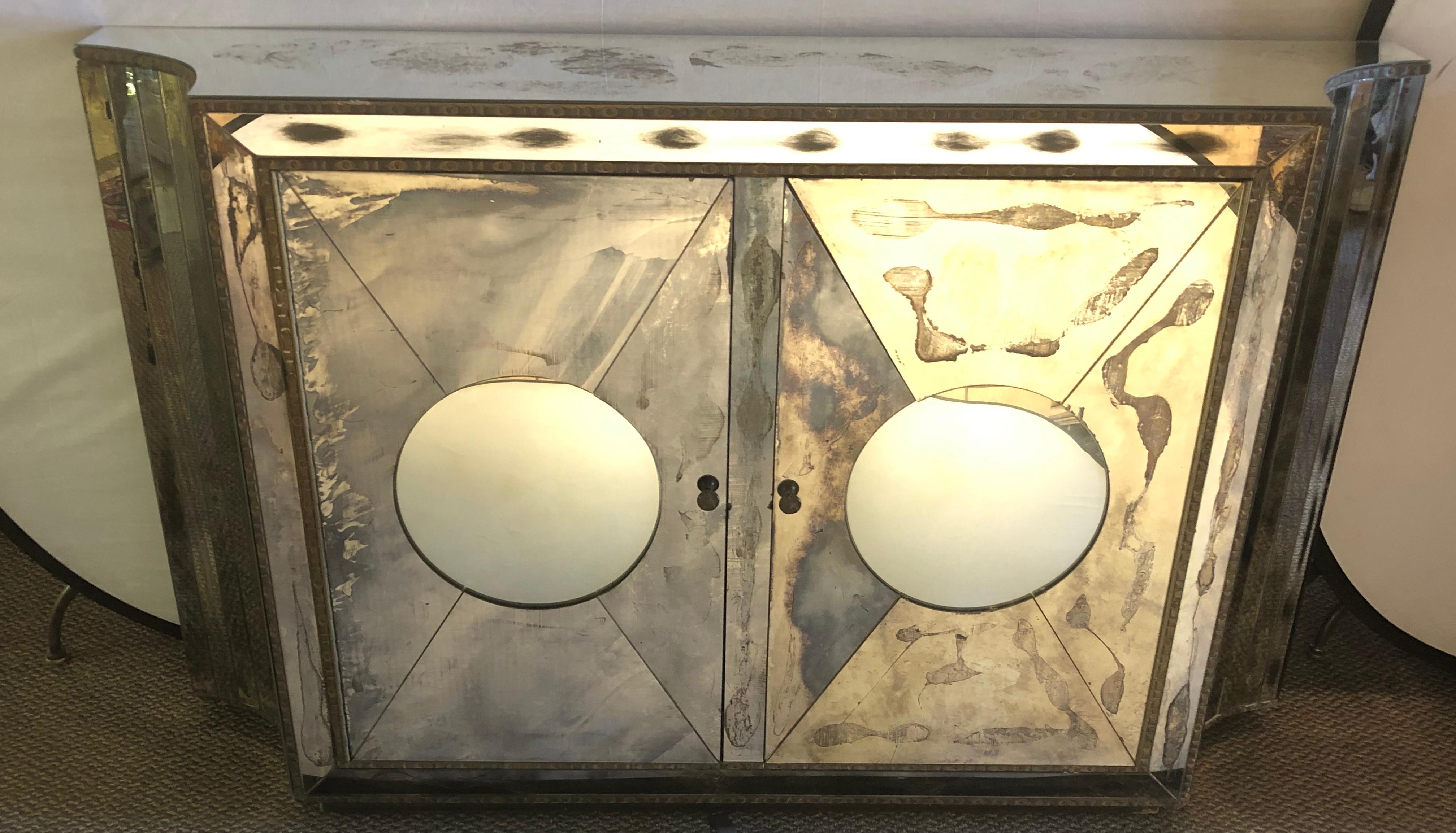 mirrored cabinet console
