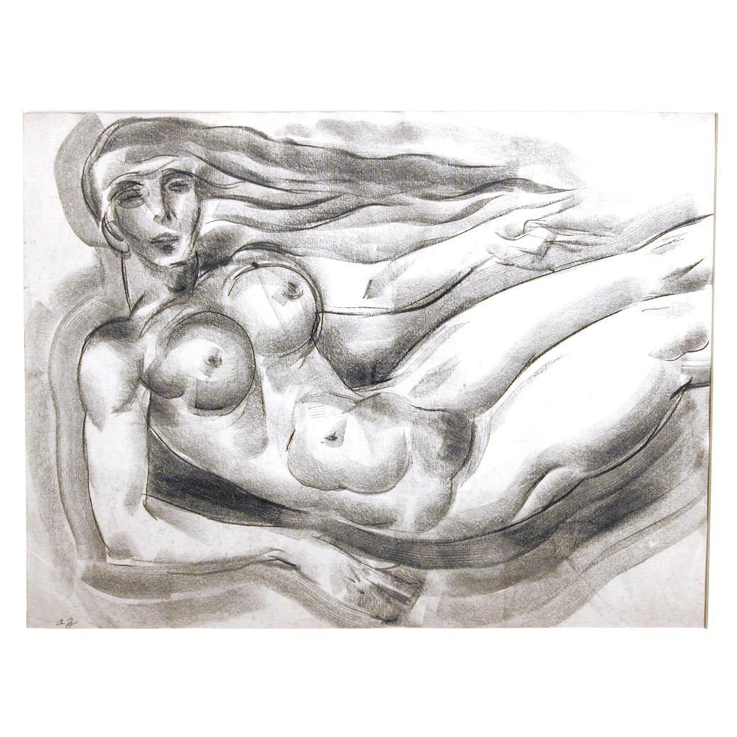 Nudo fluttuante in stile Art Déco, disegno di Zaidenberg