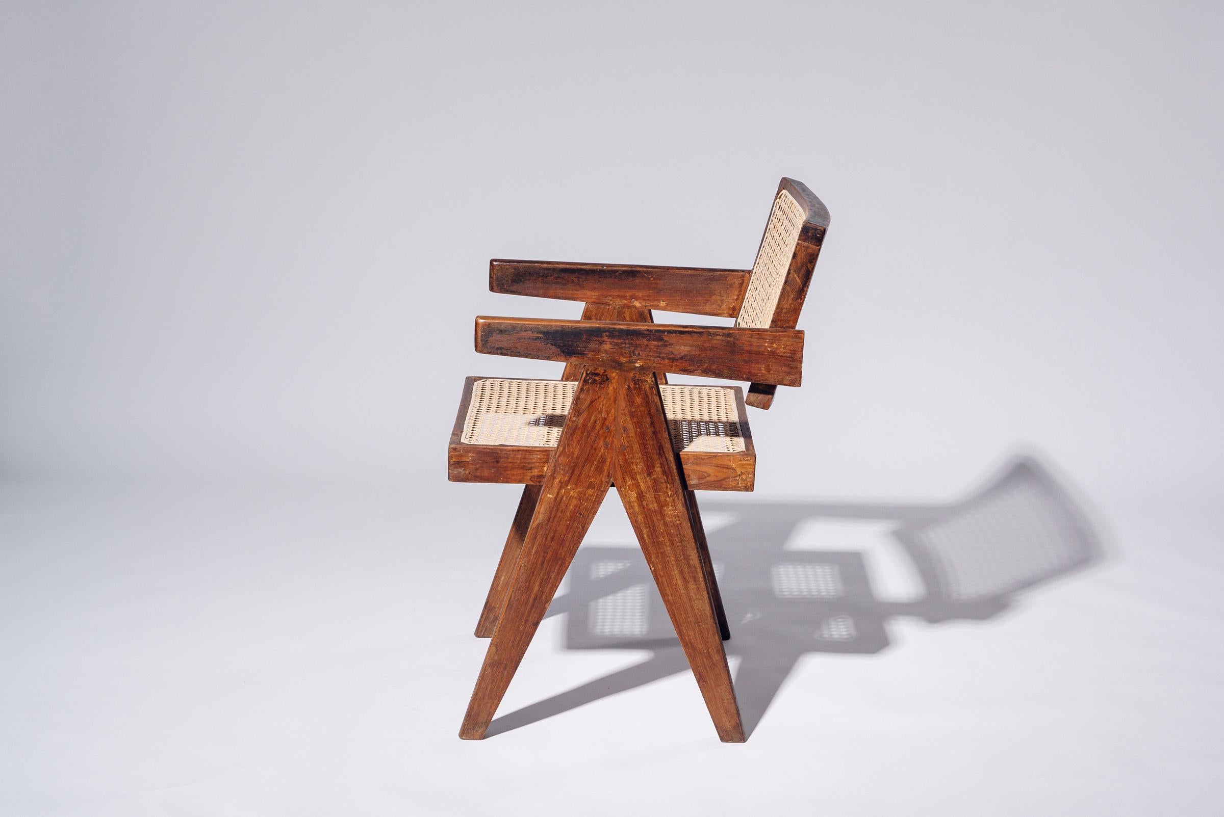 Mid-Century Modern Floating Back Chair by Pierre Jeanneret for Chandigarh, India, Circa 1955-56 For Sale