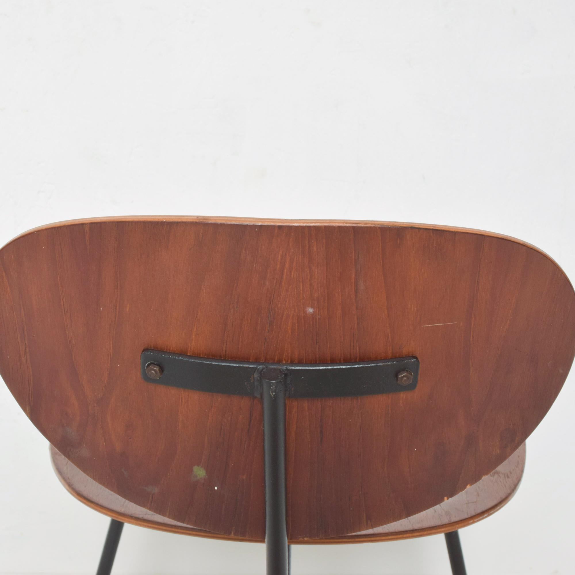 American 1950s Bent Plywood Lounge Chair Metal Base After Eames For Sale
