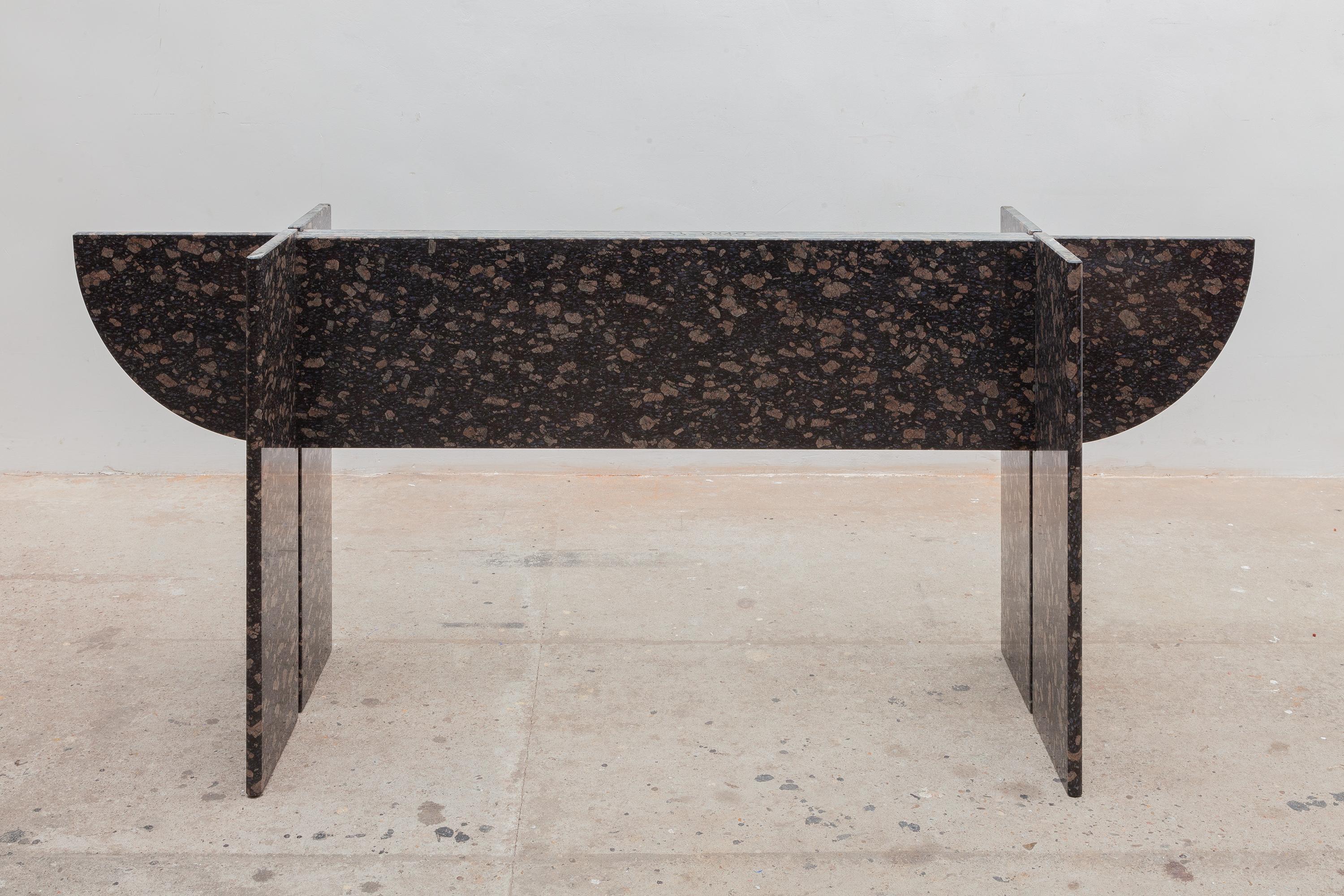 Italian Floating Black and Gold Marble Dining, Conference Table, 1970s, Italy For Sale