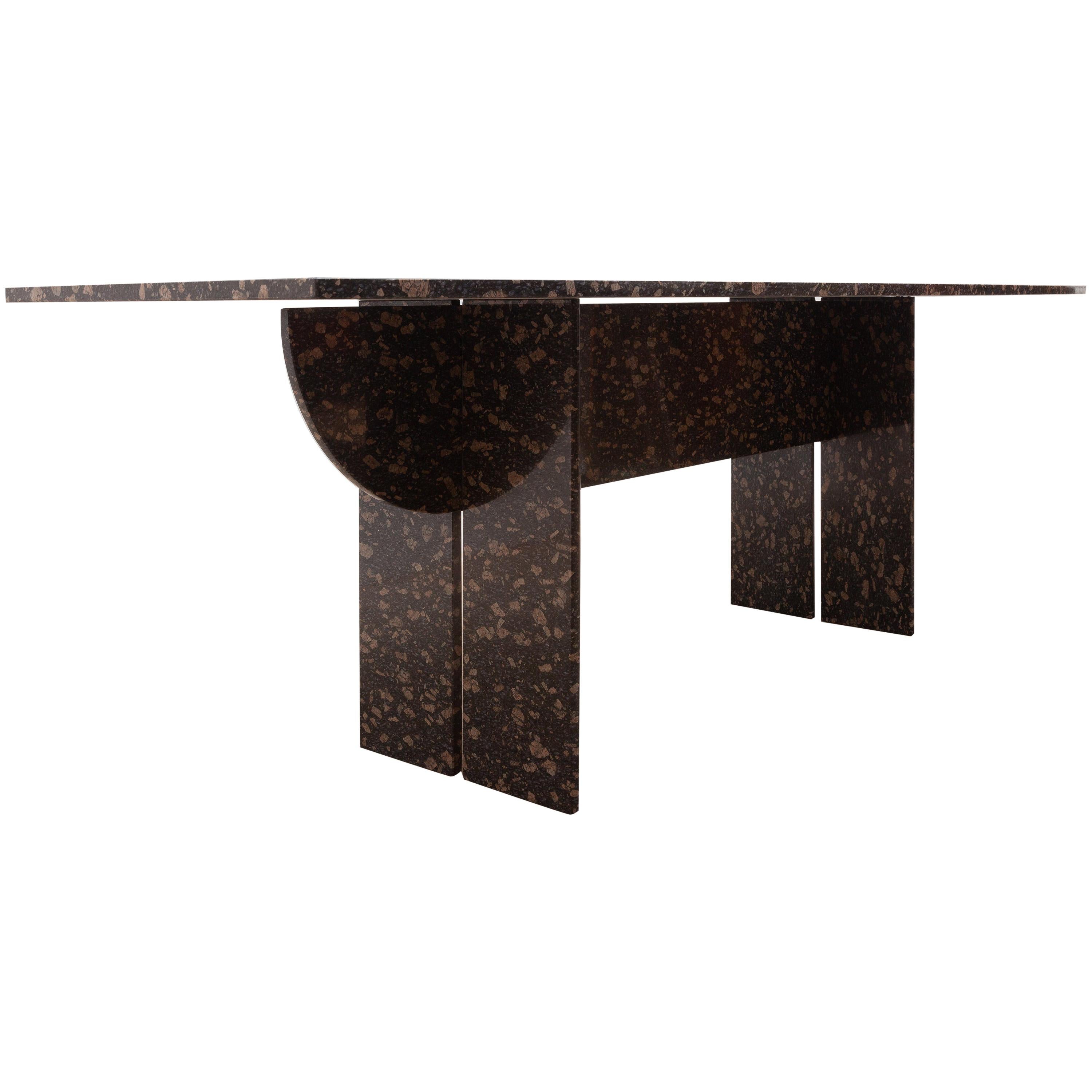 Floating Black and Gold Marble Dining, Conference Table, 1970s, Italy