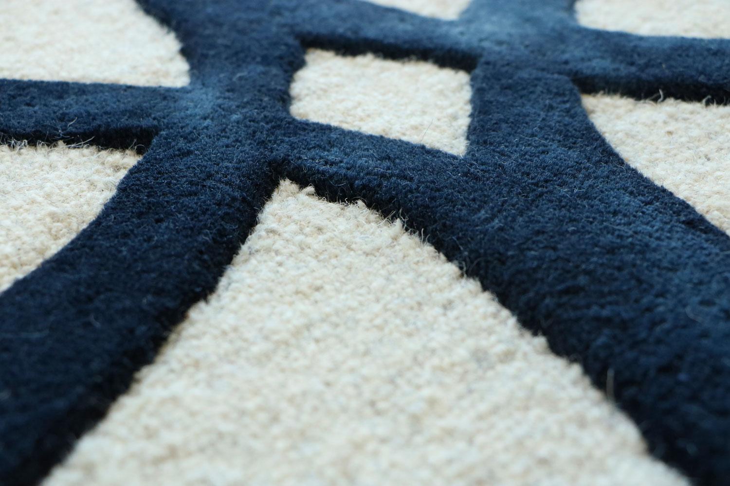 Modern Contemporary Hand Woven Blue New Zealand Wool Rug by Deanna Comellini 150x200 cm For Sale