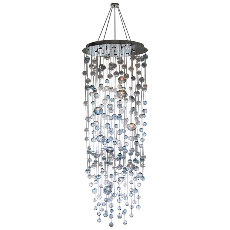 Floating Bubbles Chandelier in Steel Blue with Four LEDs by Studio Bel