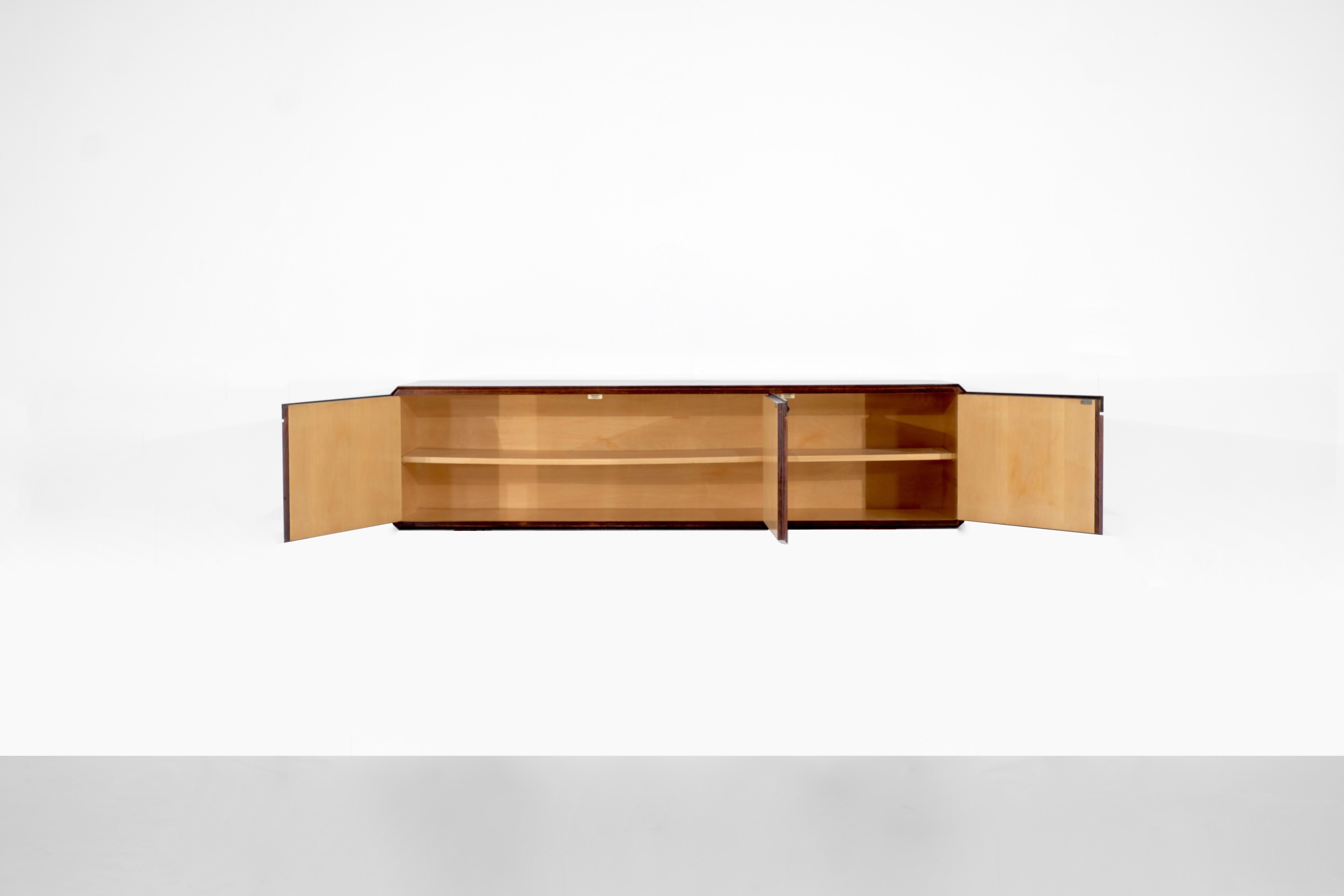 Italian Floating buffet Sideboard in wood, Italy 1960s. For Sale